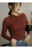 STAGES LONG SLEEVE KNIT TOP rust sold by C/MEO Collective