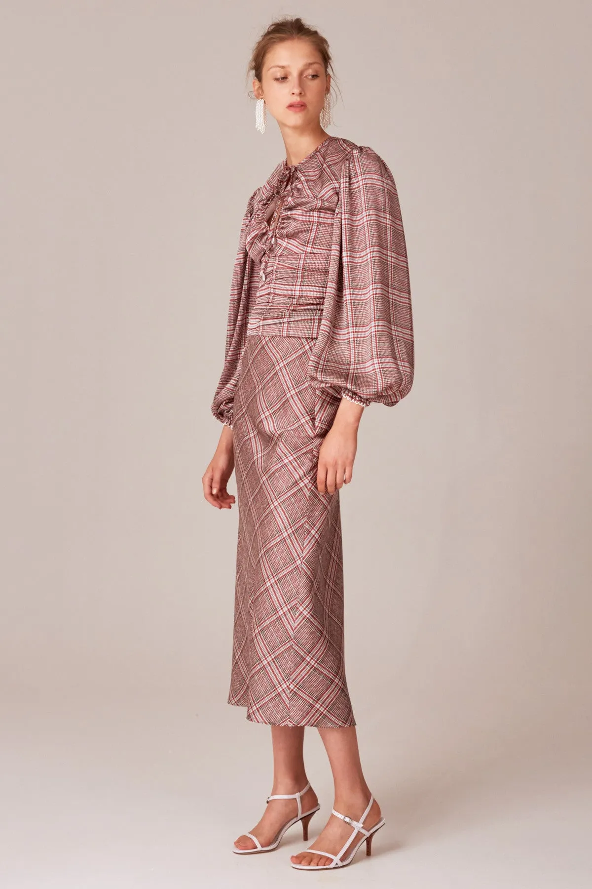 NO TIME SKIRT ivory check sold by C/MEO Collective product image thumbnail 2