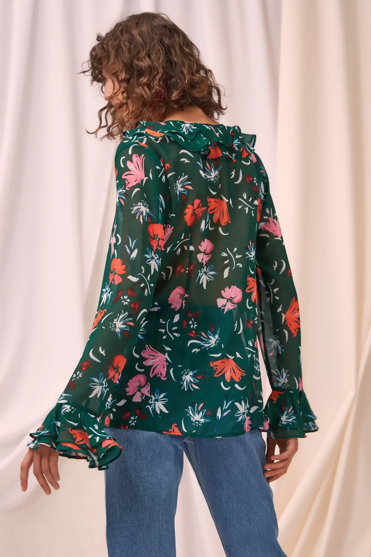 ELUDE LONG SLEEVE TOP emerald floral sold by C/MEO Collective product image thumbnail 3