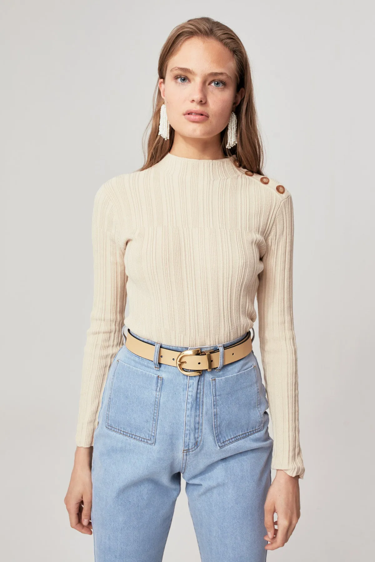 ESSENTIALS REVERSIBLE LEATHER BELT black w butter sold by C/MEO Collective product image thumbnail 3