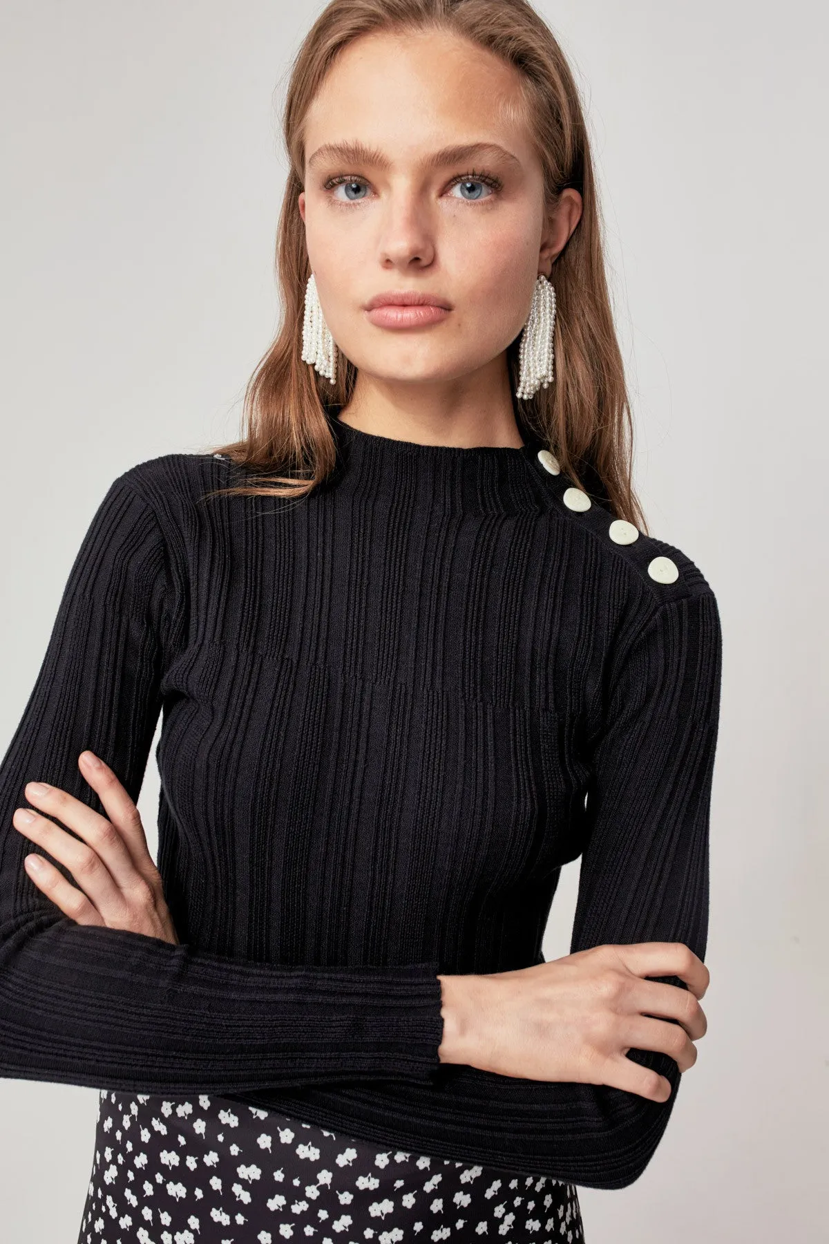 FALSE ALARM LONG SLEEVE KNIT TOP black sold by C/MEO Collective product image thumbnail 3