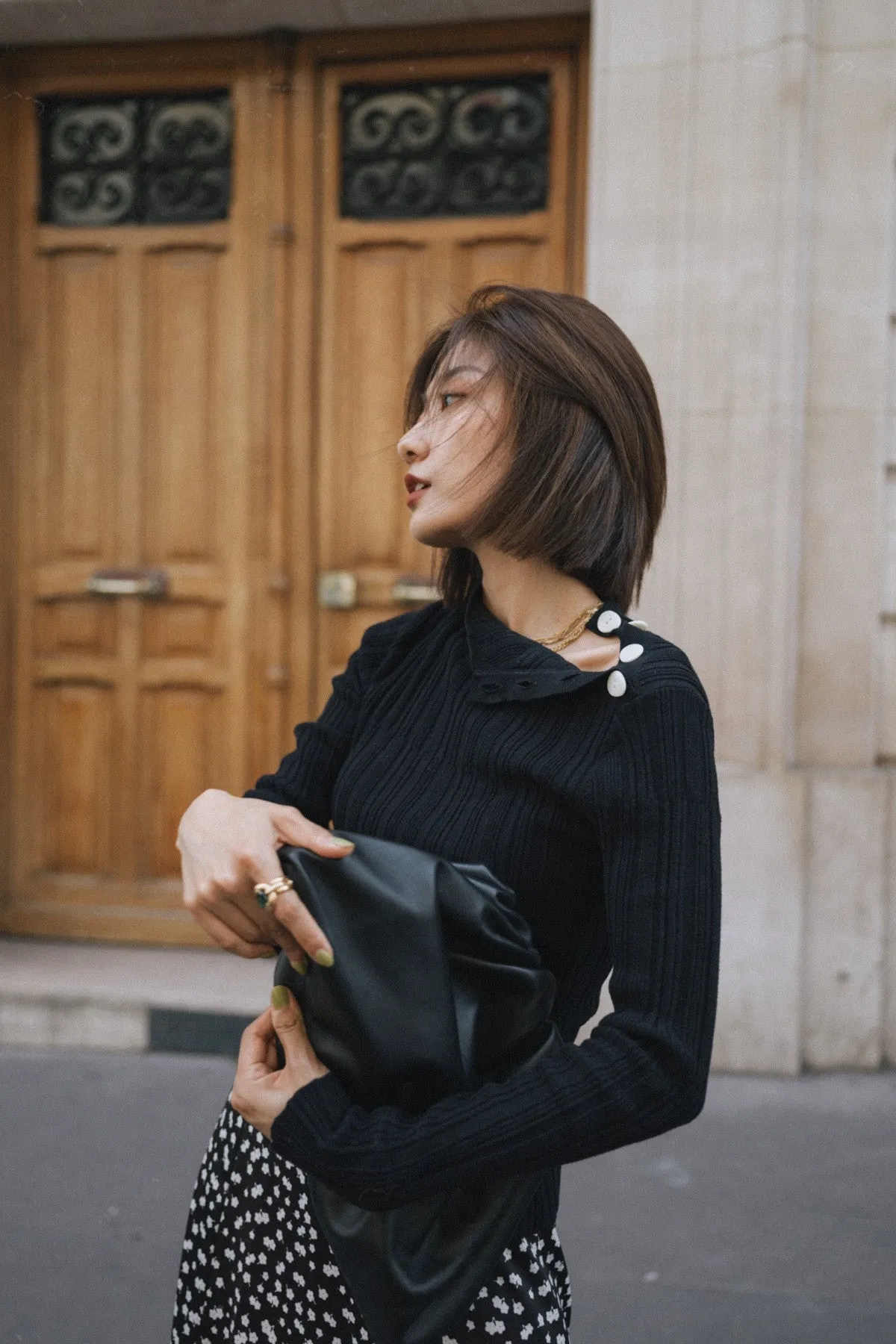 FALSE ALARM LONG SLEEVE KNIT TOP black sold by C/MEO Collective