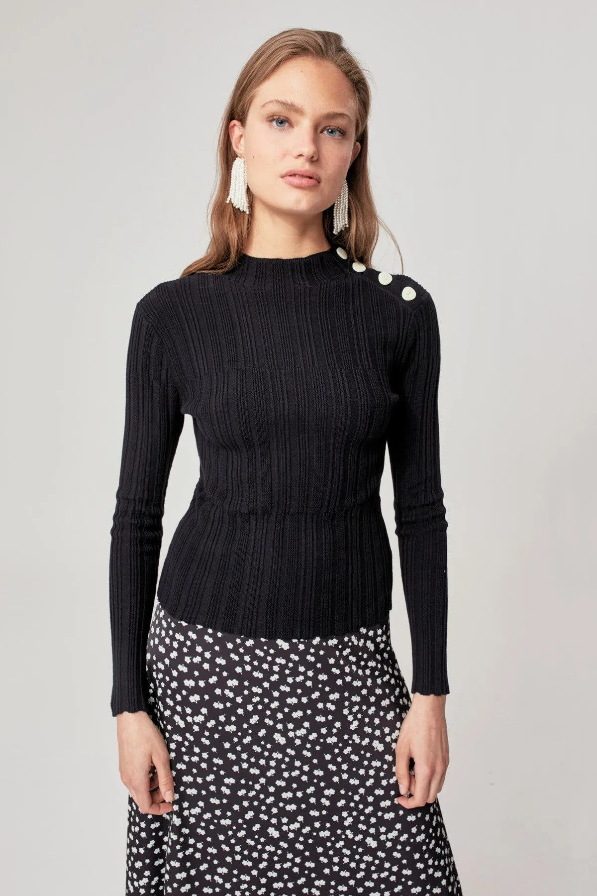 FALSE ALARM LONG SLEEVE KNIT TOP black sold by C/MEO Collective product image thumbnail 2
