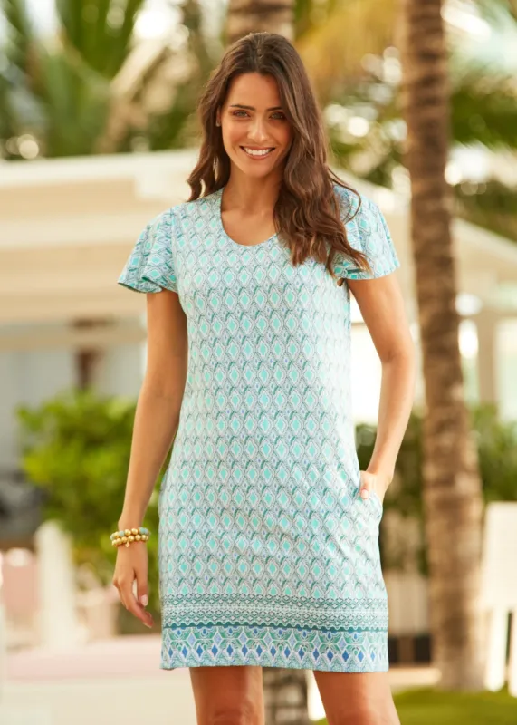 Amalfi Coast Ruffle Short Sleeve Dress sold by Cabana Life
