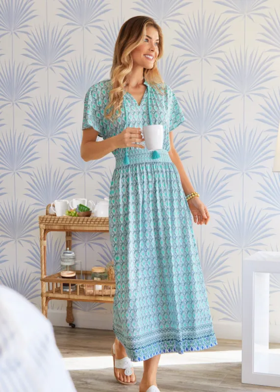 Amalfi Coast Smocked Waist Maxi Dress sold by Cabana Life