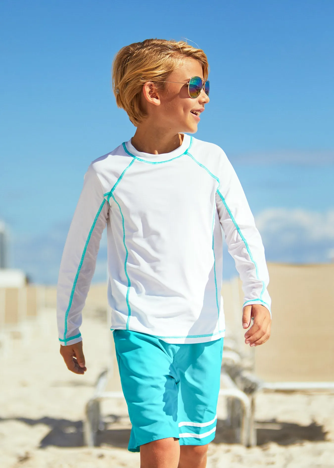 Boys White Long Sleeve Rashguard sold by Cabana Life product image thumbnail 3