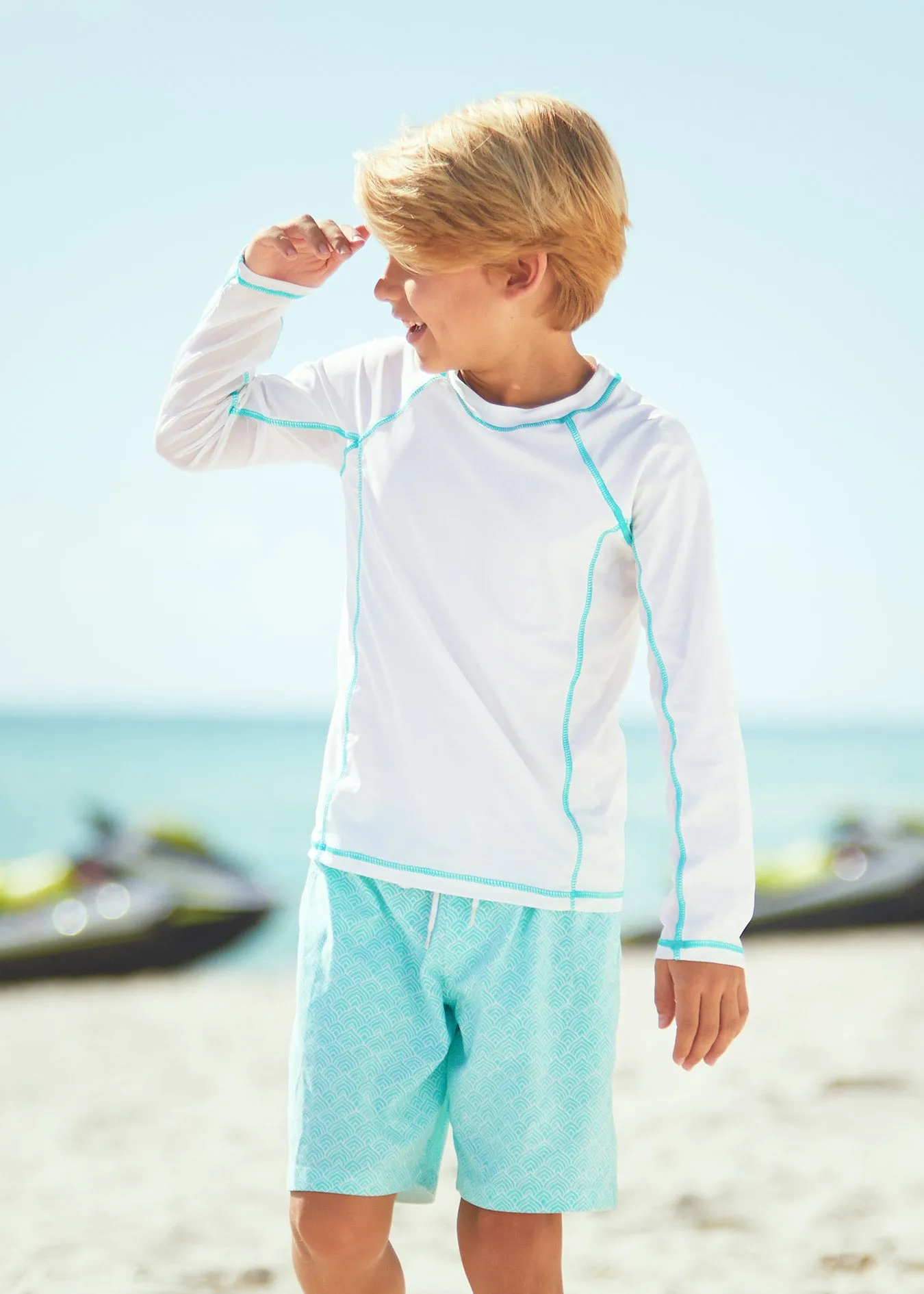 Boys White Long Sleeve Rashguard sold by Cabana Life product image thumbnail 2