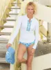 ruched embroidered rashguard sold by Cabana Life