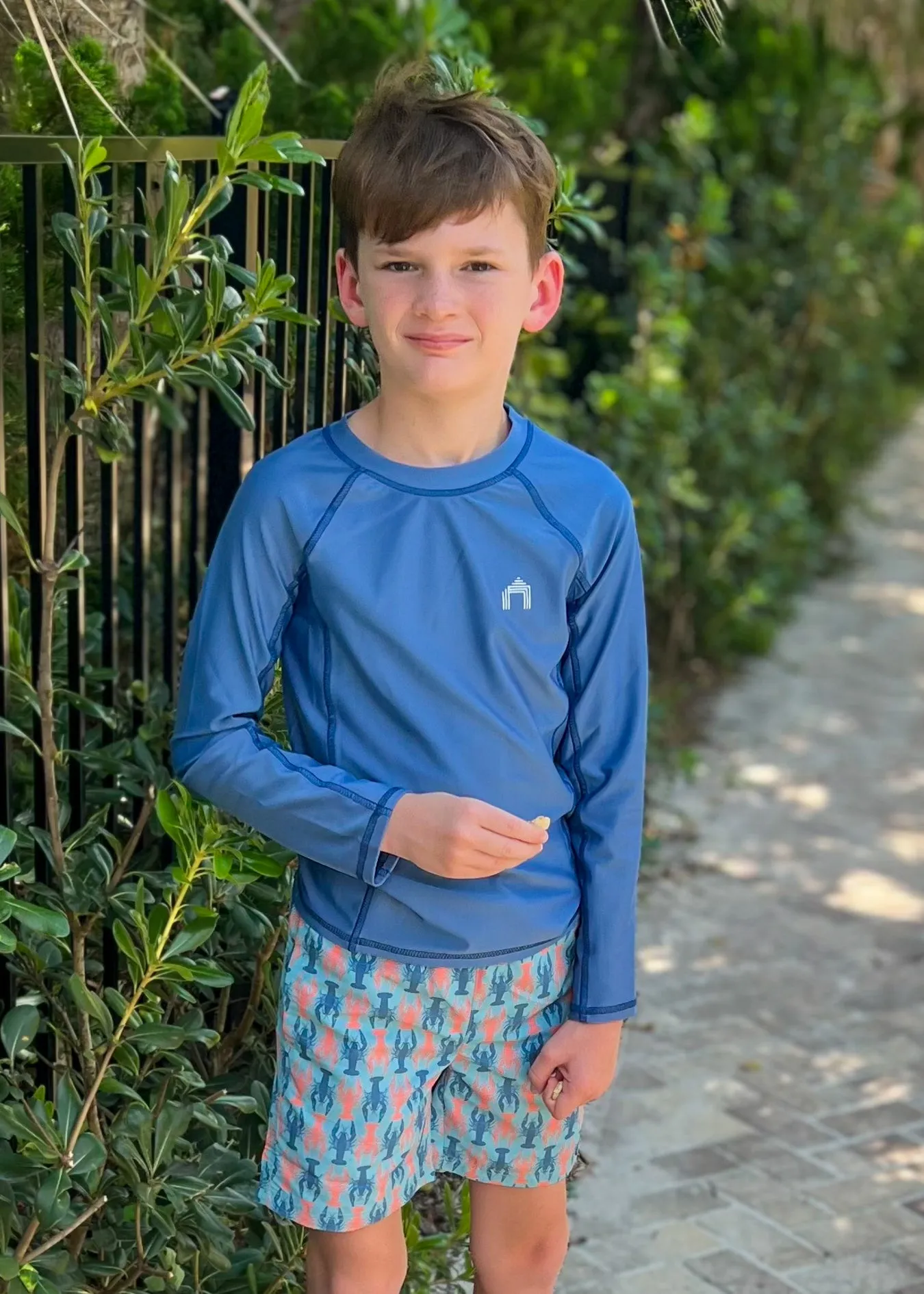 Boys Light Blue Long Sleeve Rashguard sold by Cabana Life