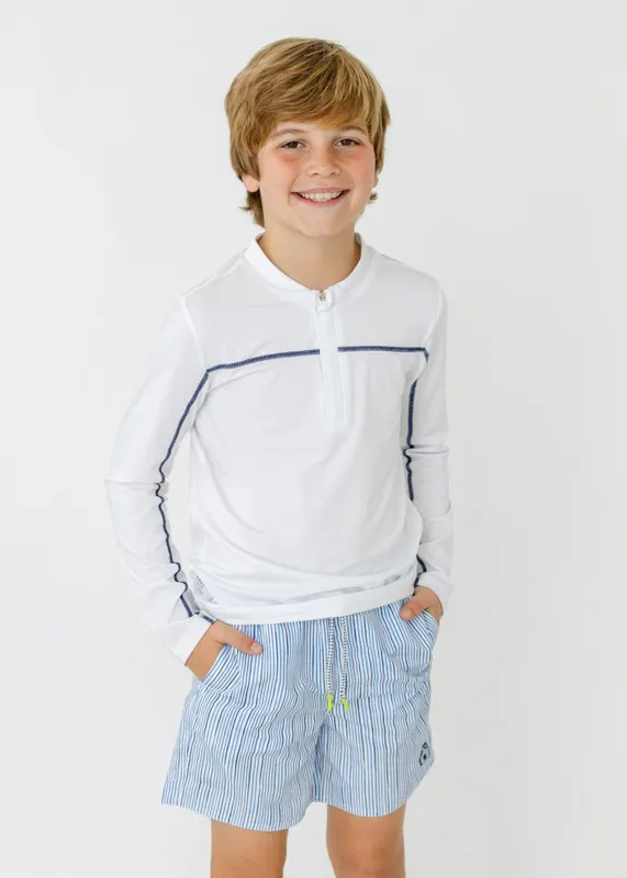 Boys Seaside Stripe Swim Trunk sold by Cabana Life
