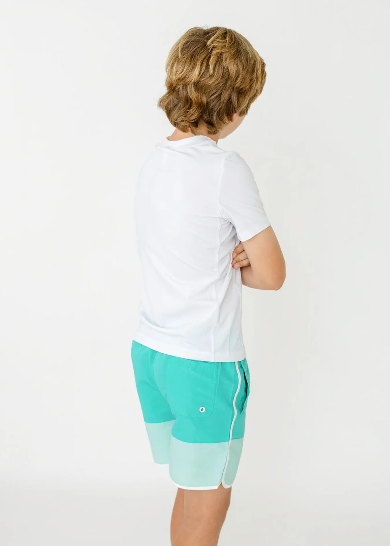 Boys Aqua Colorblock Swim Trunk sold by Cabana Life product image thumbnail 4