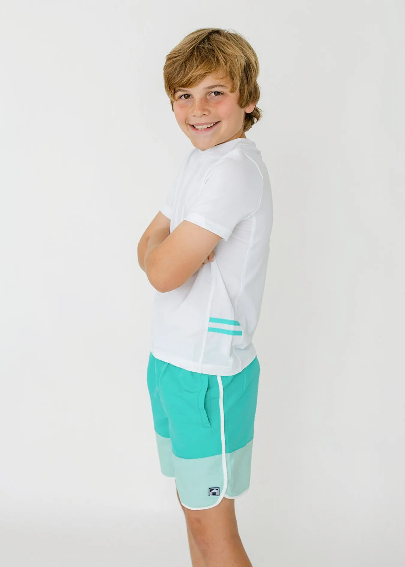 Boys Aqua Colorblock Swim Trunk sold by Cabana Life product image thumbnail 3