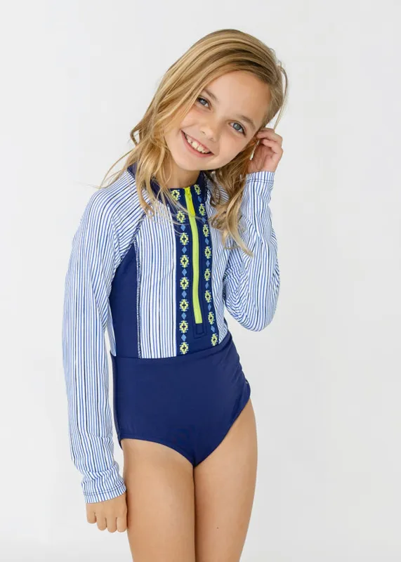 Girls Seaside Long Sleeve One-Piece made by Cabana Life