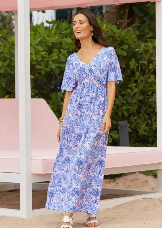 Palm Beach Flutter Sleeve Maxi Dress sold by Cabana Life