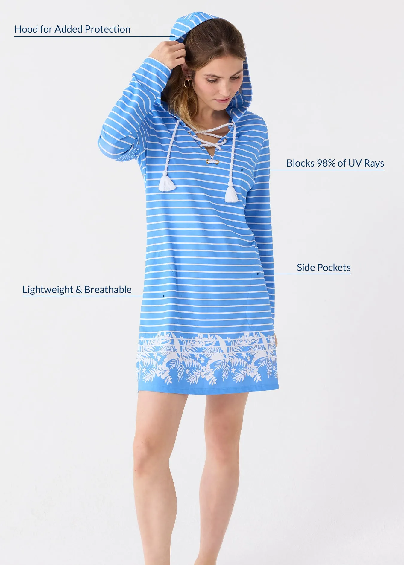 Palm Beach Lace Up Hooded Cover Up sold by Cabana Life product image thumbnail 4