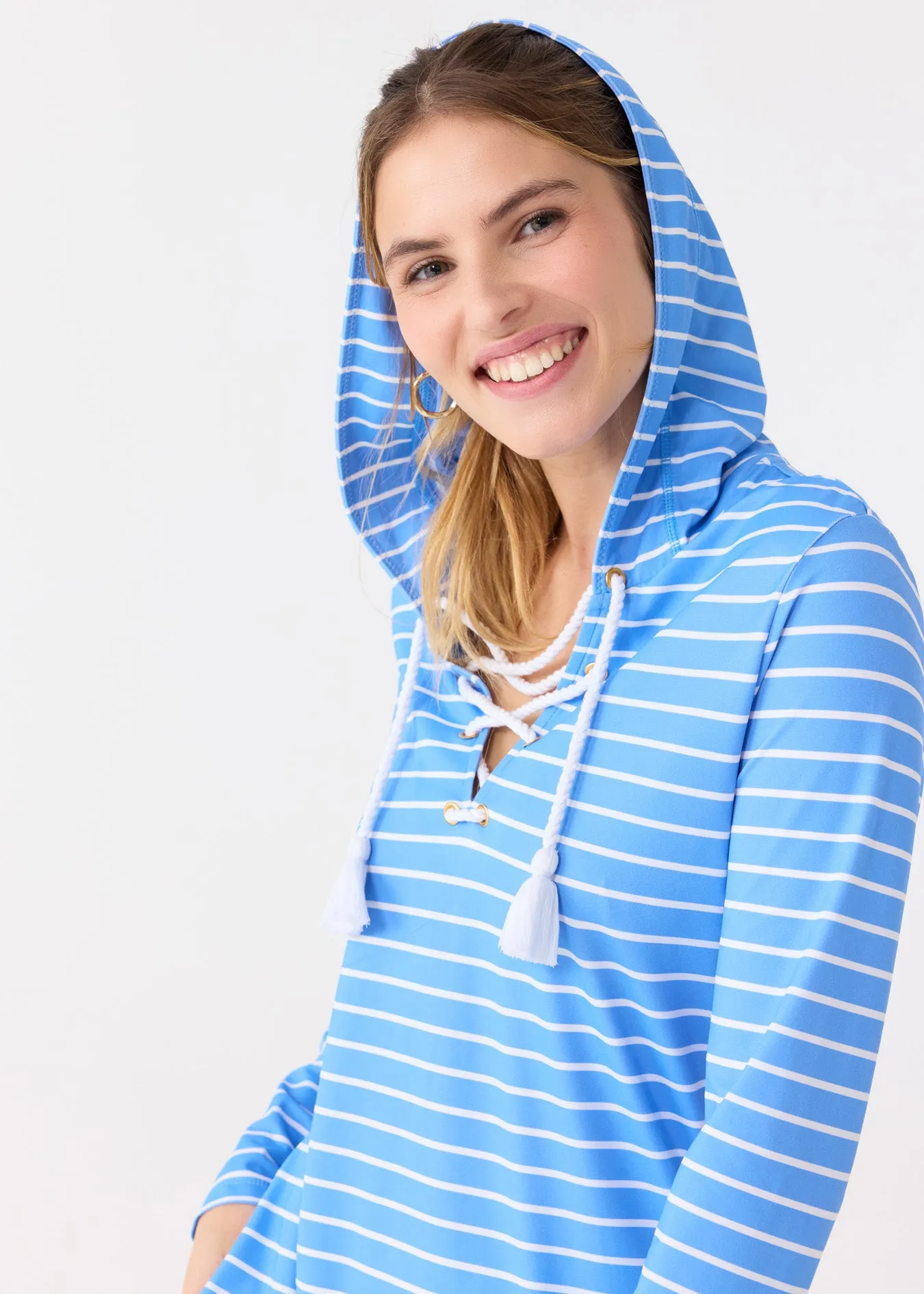Palm Beach Lace Up Hooded Cover Up sold by Cabana Life product image thumbnail 2