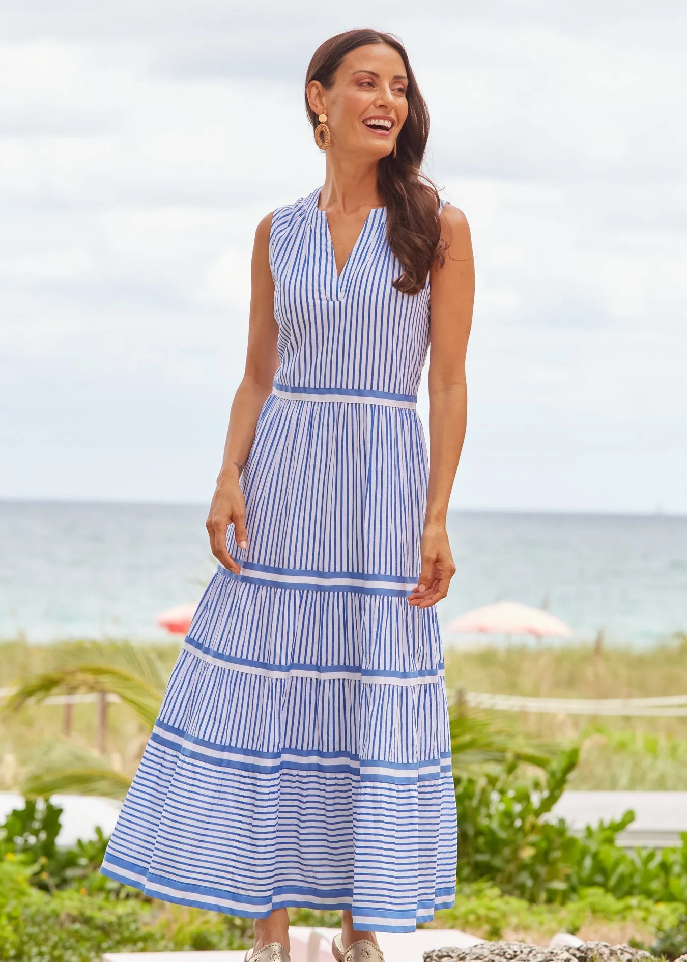 Palm Beach Sleeveless Tiered Maxi Dress sold by Cabana Life