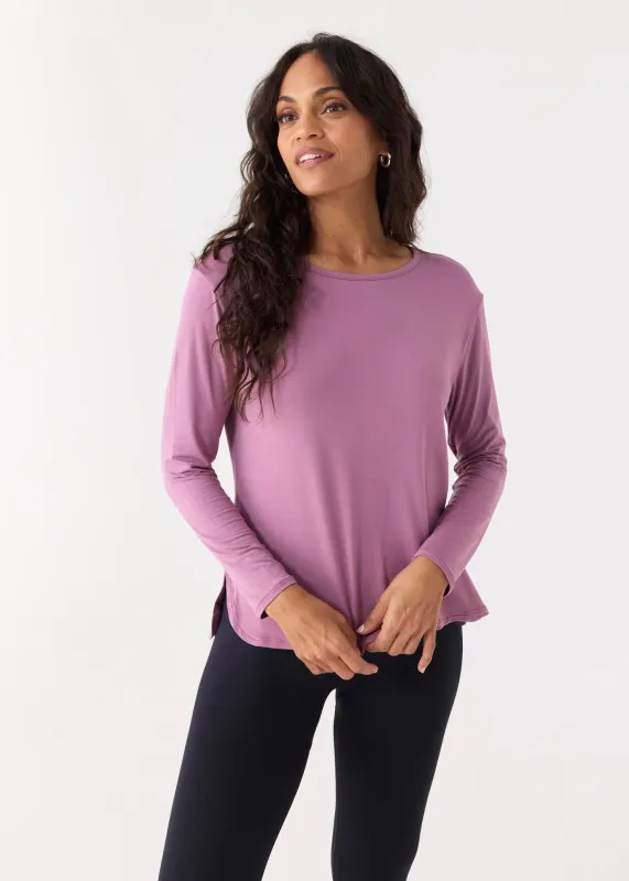 Orchid Hi/Lo Bamboo Long Sleeve Top made by Cabana Life