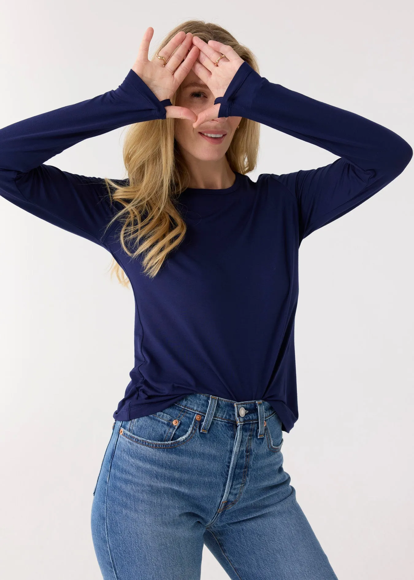 Navy Bamboo Long Sleeve Top sold by Cabana Life product image thumbnail 4