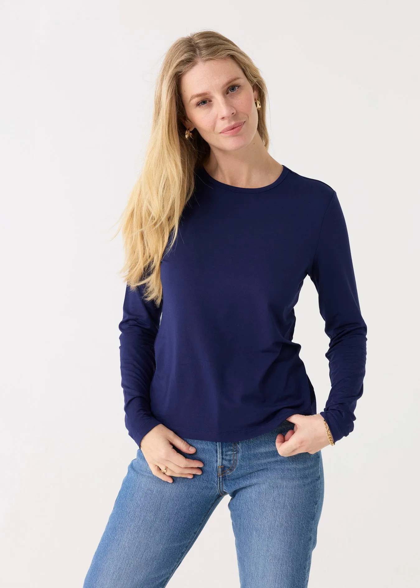 Navy Bamboo Long Sleeve Top sold by Cabana Life product image thumbnail 2