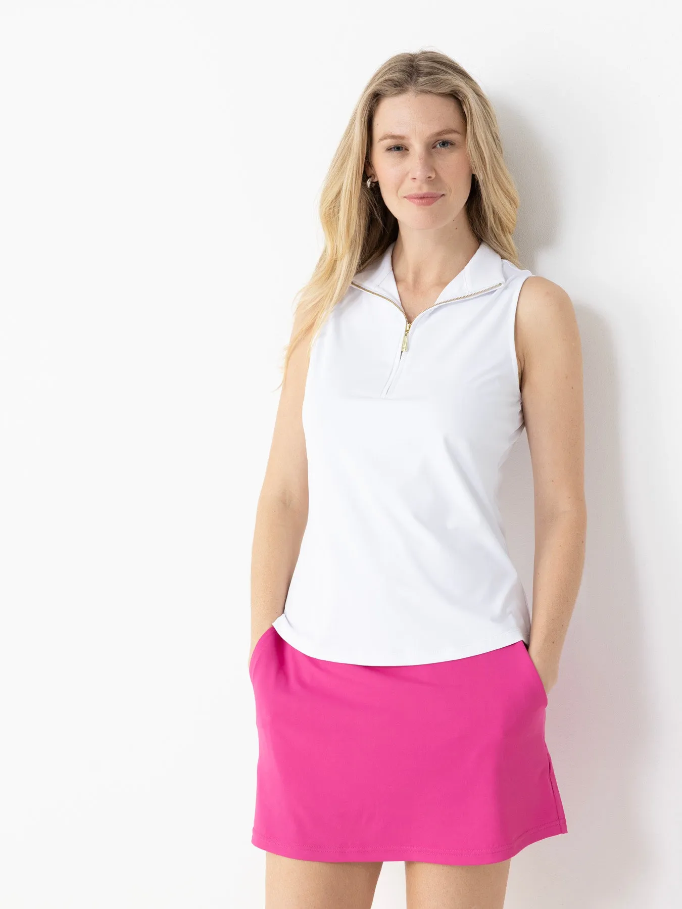 White 1/4 Zip Sleeveless Sport Top sold by Cabana Life product image thumbnail 2