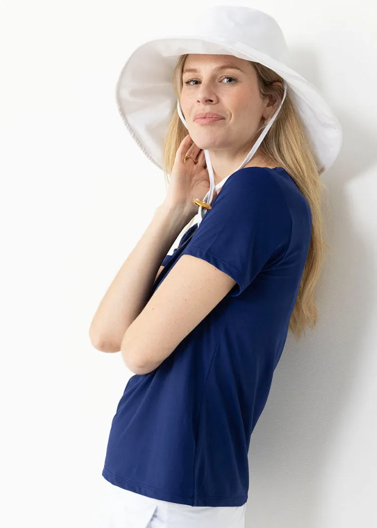 White Reversible Wide Brim Sun Hat sold by Cabana Life
