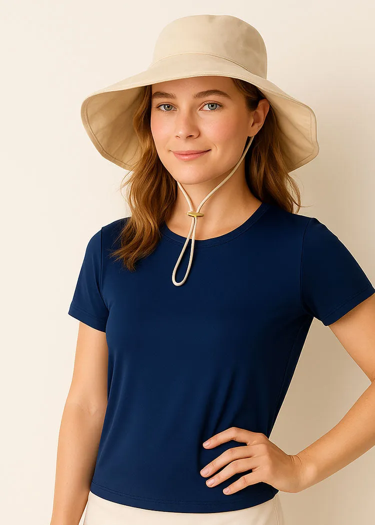 Khaki Reversible Wide Brim Sun Hat sold by Cabana Life