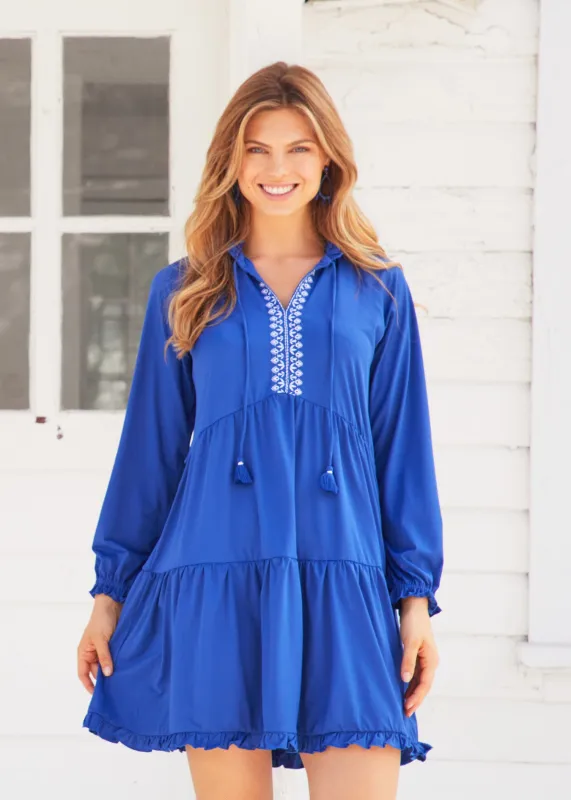 Sample - Navy Tiered Ruffle Dress sold by Cabana Life