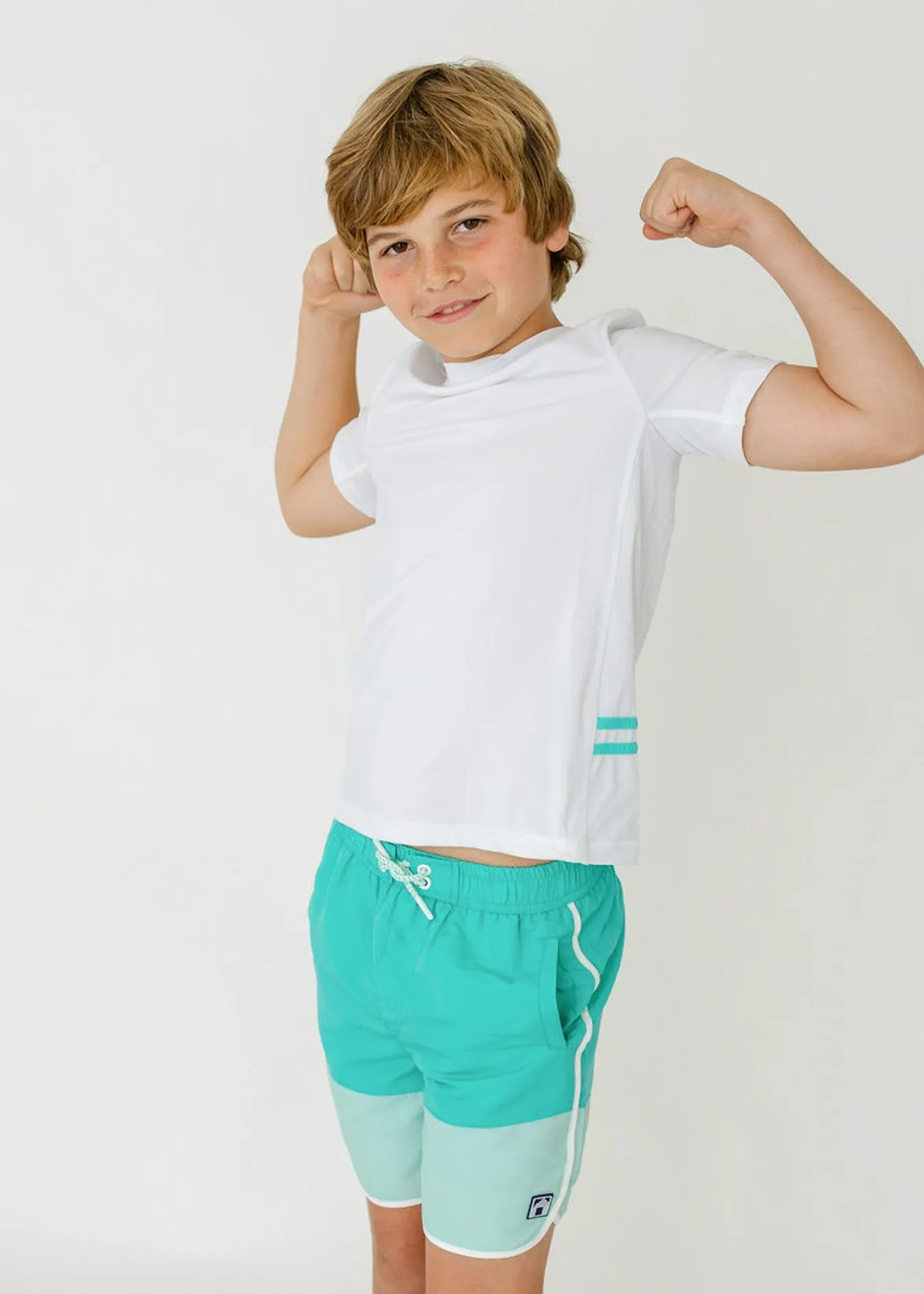 Sample - Boys Aqua Colorblock Swim Trunk sold by Cabana Life