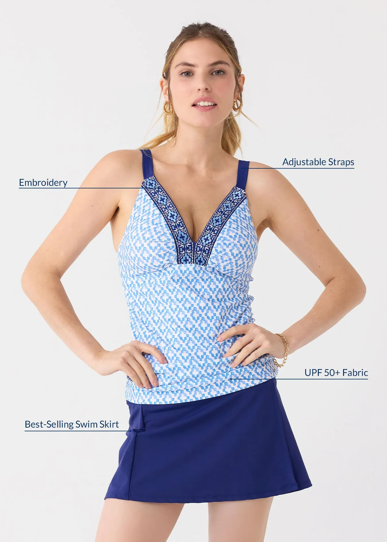 Sample - Seaside Embroidered Tankini Top sold by Cabana Life product image thumbnail 4