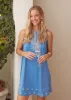 Sample - Periwinkle Metallic Sleeveless Shift Dress sold by Cabana Life
