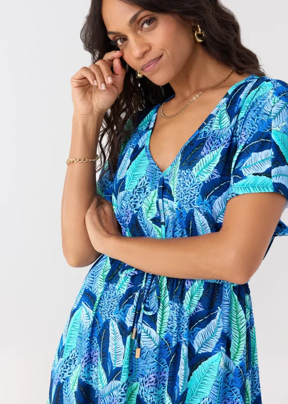 Sample - Blue Myers Tie Waist Midi Dress sold by Cabana Life