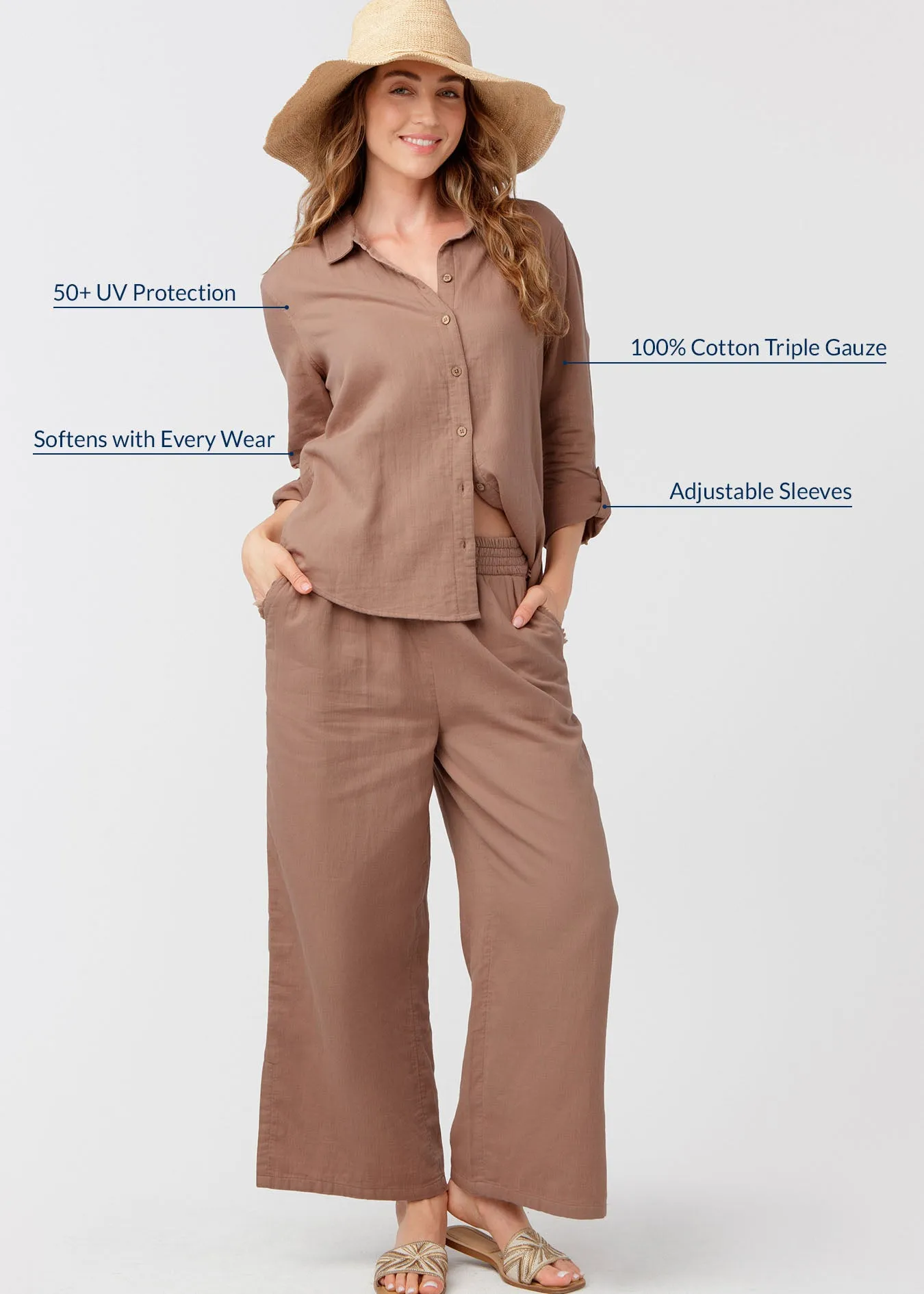 Sand Gauze Button Down Shirt sold by Cabana Life product image thumbnail 4