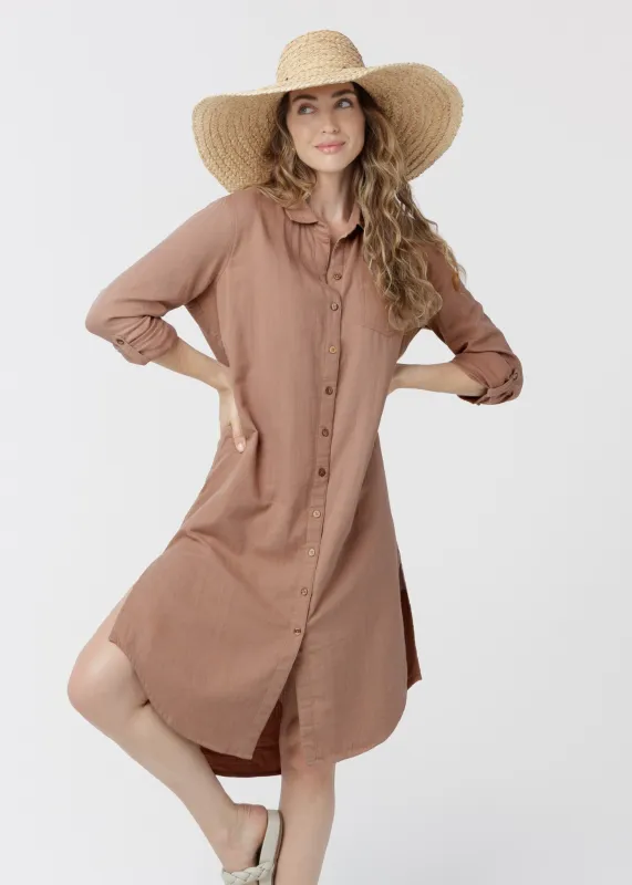 Sand Gauze Button Down Shirt Dress sold by Cabana Life