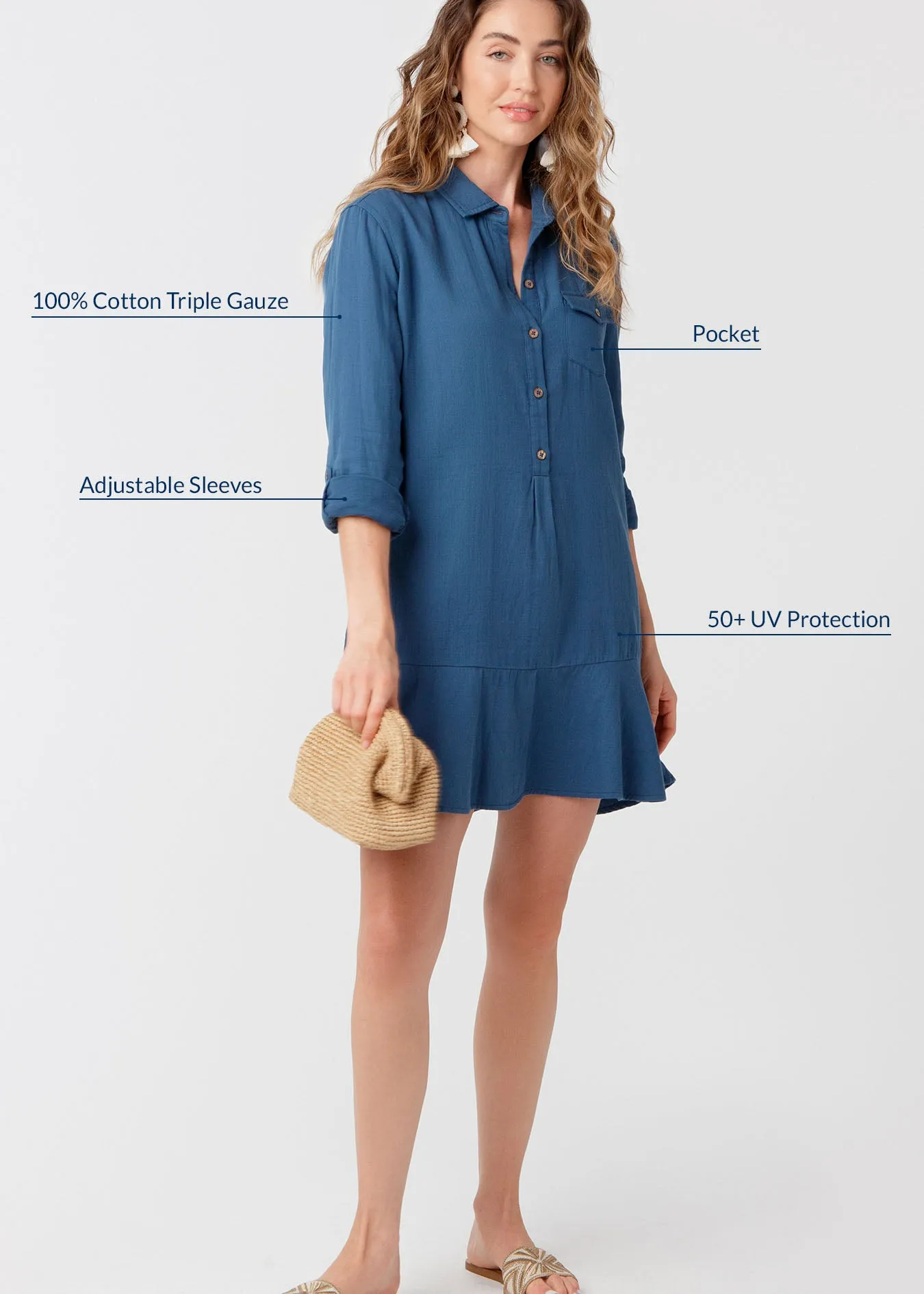 Harbor Gauze Button Front Shirt Dress sold by Cabana Life product image thumbnail 4