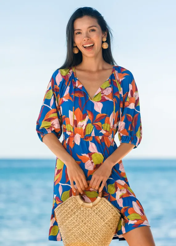Sunset Oasis Flowy Cinch Waist Dress sold by Cabana Life