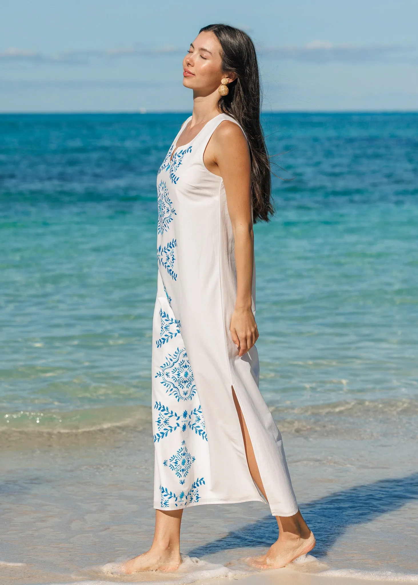 White Side Slit Maxi Dress sold by Cabana Life product image thumbnail 4