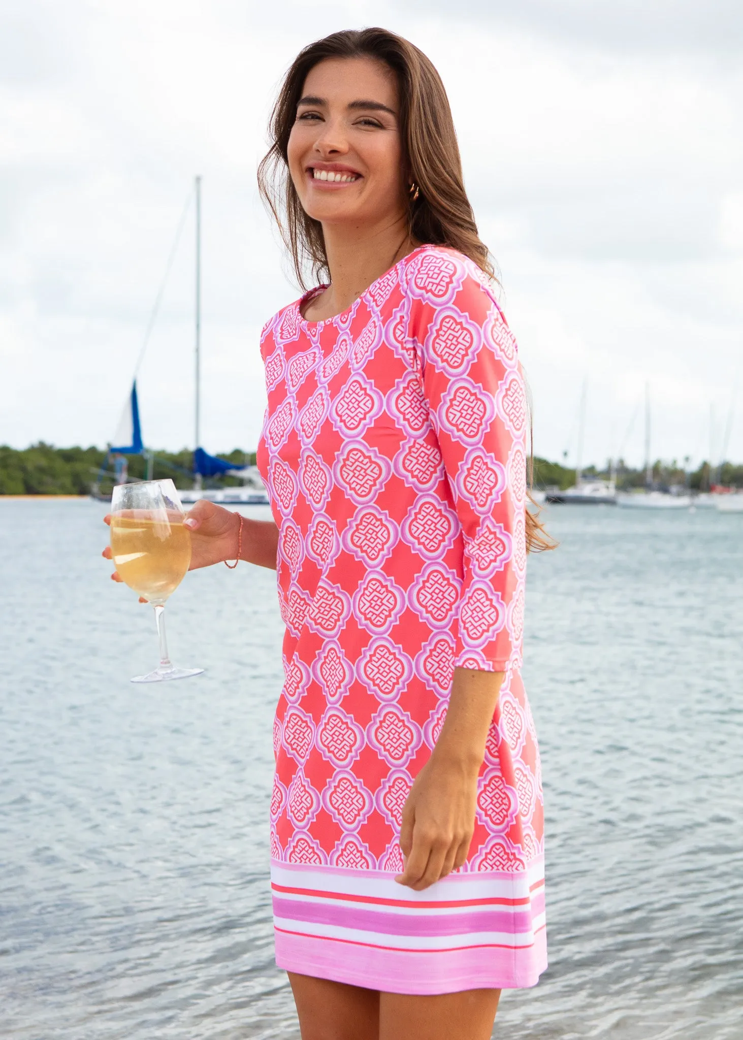 Coral Geo Cabana Shift Dress sold by Cabana Life product image thumbnail 3