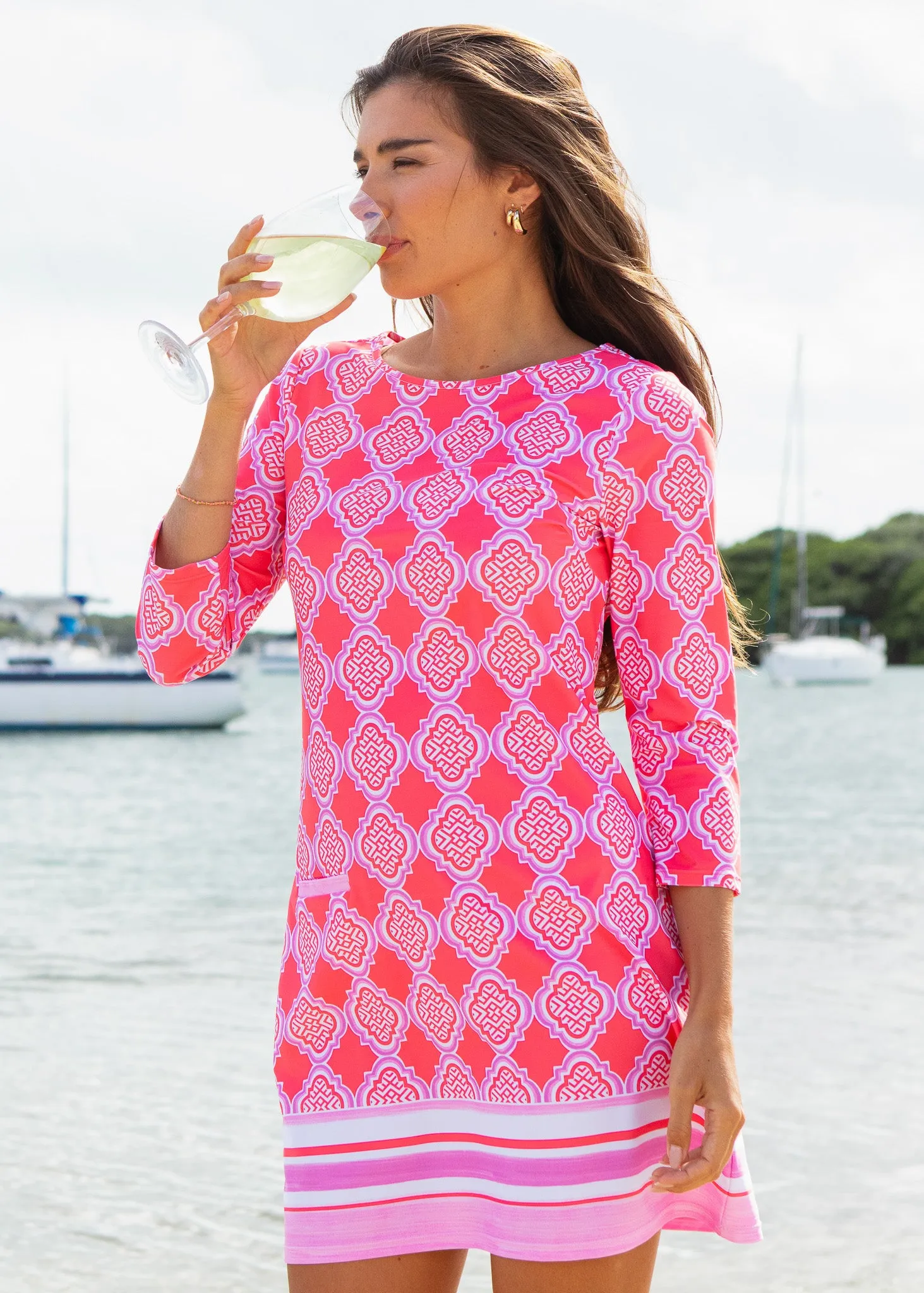 Coral Geo Cabana Shift Dress sold by Cabana Life product image thumbnail 2