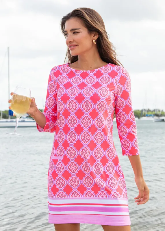 Coral Geo Cabana Shift Dress made by Cabana Life