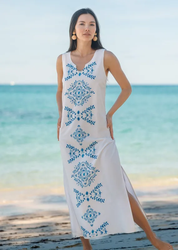 Sample - White Side Slit Maxi Dress made by Cabana Life