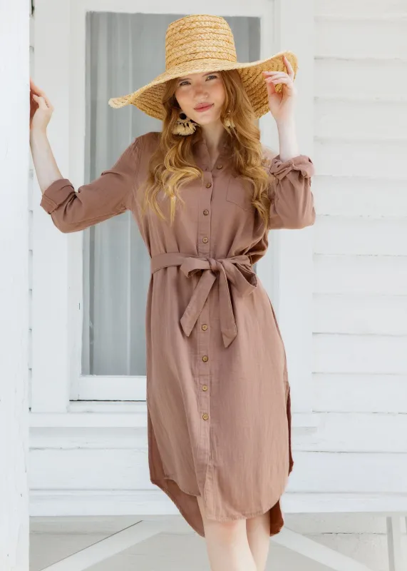 Sample - Sand Gauze Button Down Shirt Dress made by Cabana Life