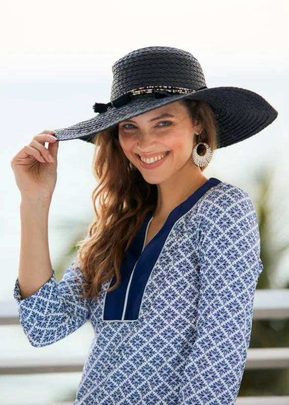 Black Wide Brim Sun Hat sold by Cabana Life