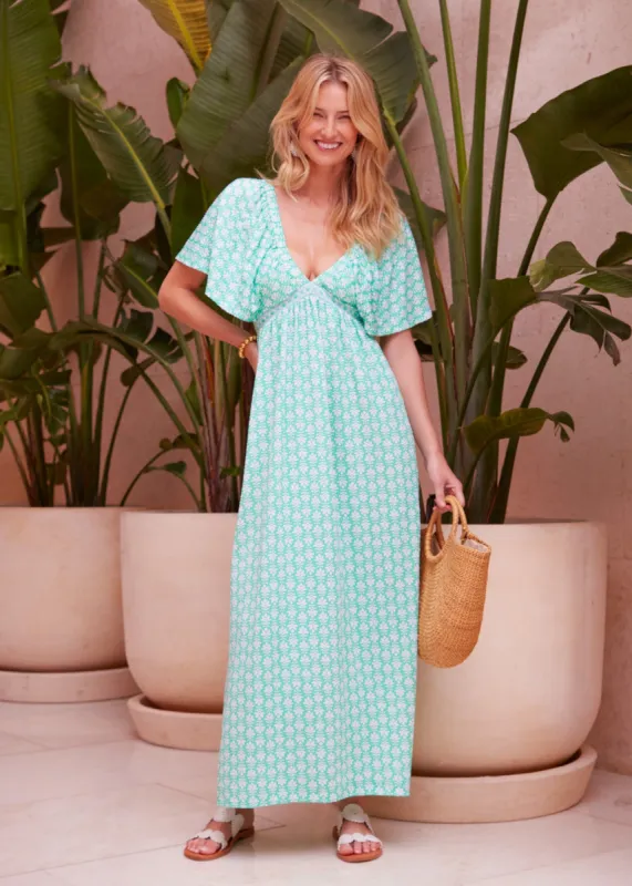 Cote d`Azur Flutter Sleeve Maxi Dress sold by Cabana Life