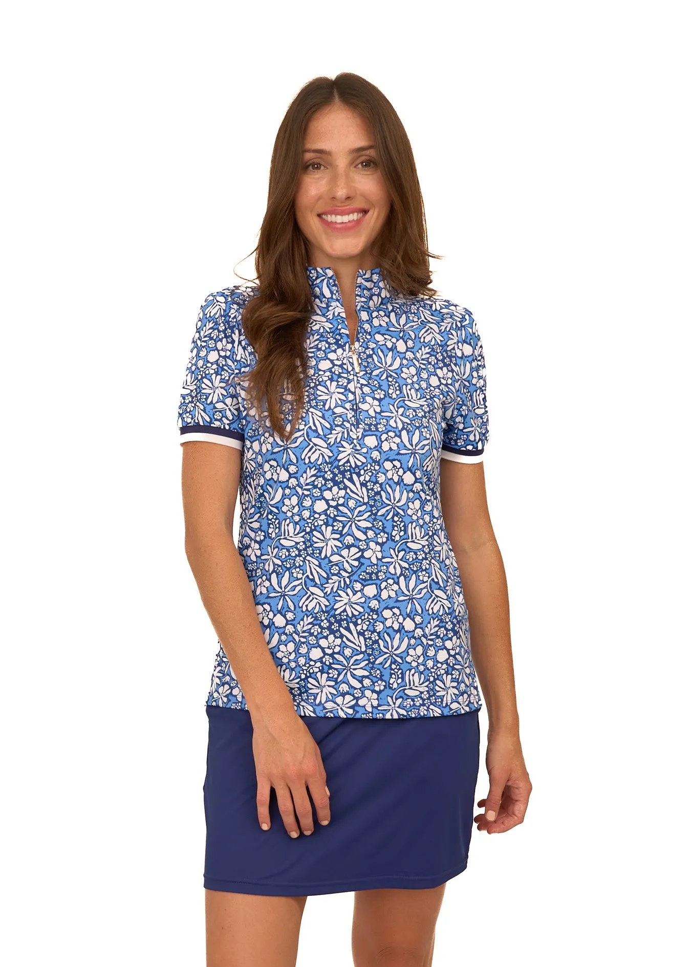 Seaside Floral Short Sleeve Collared 1/4 Zip sold by Cabana Life product image thumbnail 4