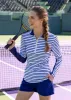 Navy Stripe 1/4 Zip Sport Top sold by Cabana Life