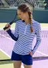 Navy Stripe 1/4 Zip Sport Top sold by Cabana Life
