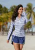 Navy Stripe 1/4 Zip Sport Top sold by Cabana Life