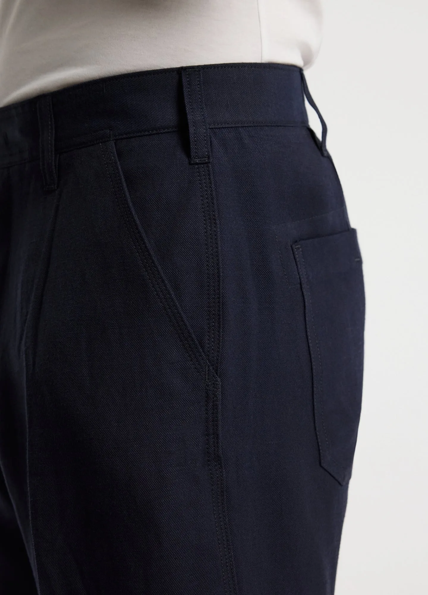 Linen Blend Loose Fit Pants Navy sold by Calibre product image thumbnail 4