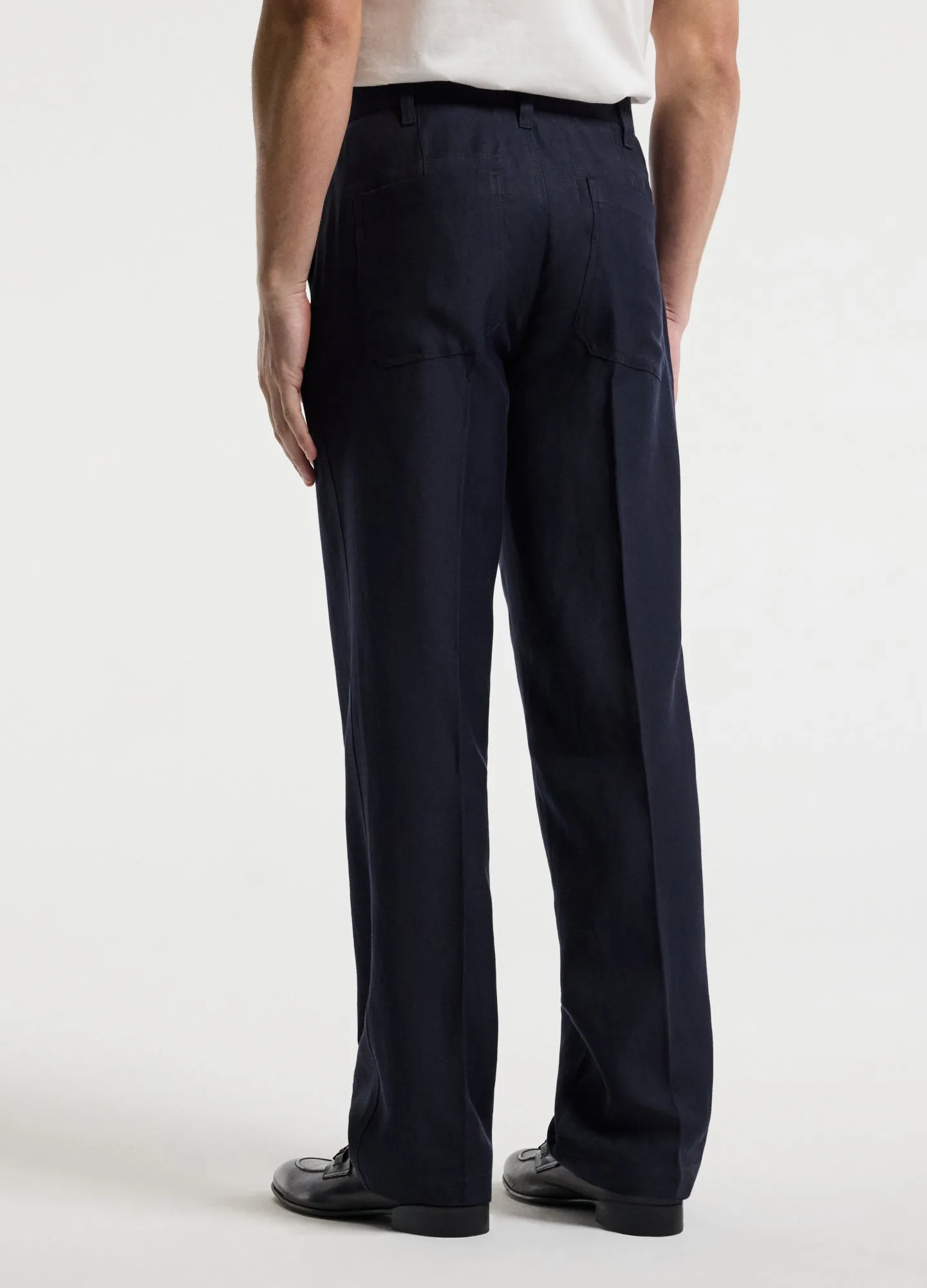 Linen Blend Loose Fit Pants Navy sold by Calibre product image thumbnail 5